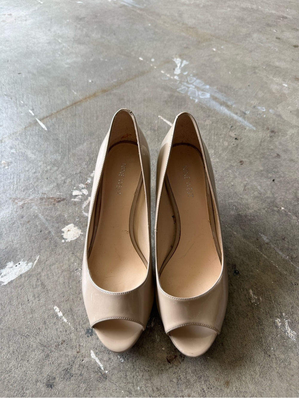 Nine West Beige Peep-Toe Heels